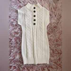 Pink Rose Cable Knit Sweater Dress - Ivory - NWT